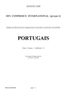Portugais 2008 BTS Commerce international à référentiel Européen