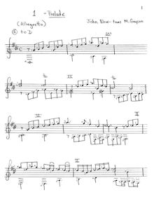 Partition guitare score, 7 clavecin pièces, Blow, John