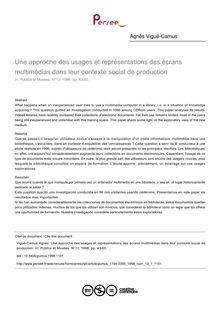 Une approche des usages et représentations des écrans multimédias dans leur contexte social de production - article ; n°1 ; vol.13, pg 43-65