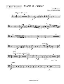 Partition ténor Trombone 2, March en D minor, D minor, Bruckner, Anton