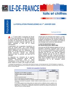 La population francilienne au 1er janvier 2005