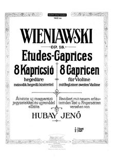 Partition Etudes 1-4, 8 Etudes pour Two violons, Wieniawski, Henri