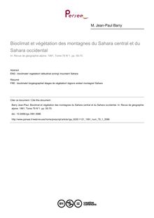 Bioclimat et végétation des montagnes du Sahara central et du Sahara occidental - article ; n°1 ; vol.79, pg 55-70