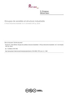 Groupes de sociétés et structure industrielle - article ; n°1 ; vol.9, pg 30-54