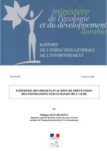 Expertise des projets d action et de prévention des inondations sur le bassin de l Aude