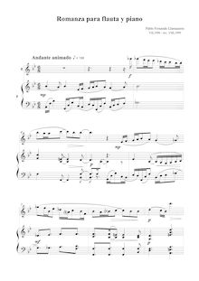 Partition complète, Romance pour flûte et Piano, Llamazares, Pablo Fernando