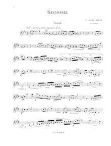 Partition Author s transcription pour violon et piano, Sarabande et Rigaudon, Op.93