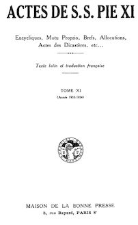 Actes de S. S. Pie XI (tome 11