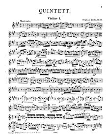 Partition violon 1, quintette pour clarinette et cordes, Op.19, A major