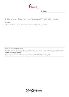 A. Herrmann : Das Land der Seide und Tibet im Lichte der Antike - article ; n°2 ; vol.40, pg 456-460