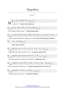 Partition Tone V, Magnificat Tones, Gregorian Chant