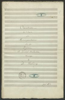 Partition complète, Les mousquetaires de la reine, Opéra comique en trois actes par Fromental Halévy