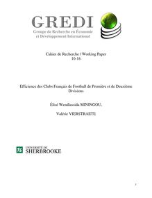 Cahier de Recherche / Working Paper 10-16 Efficience des Clubs ...