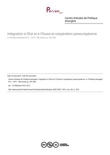 Intégration à l Est et à l Ouest et coopération paneuropéenne - article ; n°3 ; vol.39, pg 291-306