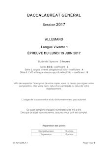 Bac 2017 LV1 Allemand séries générales corrigé