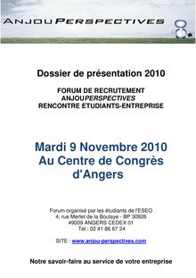 Mardi 9 Novembre 2010 Au Centre de Congrès d Angers