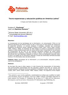 Tecno-esperanzas y educación pública en América Latina (E-Hopes and Public Education in Latin America)