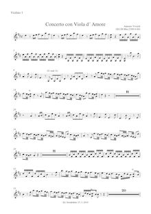 Partition violon 1, Concerto pour viole de gambe d amore en D major, RV 392