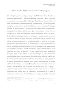 Pierre Bourdieu, l Algérie et le pessimisme anthropologique L un ...