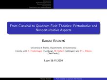 From Classical to Quantum Field Theories: Perturbative and Nonperturbative Aspects