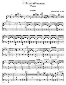 Partition harpe, voix of Spring, Strauss Jr., Johann
