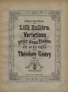 Partition couverture couleur, Lilli Bulléro, Op.62, Variations pour deux pianos sur un air anglais