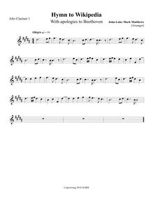 Partition Alto clarinette 1 (en E♭), Hymn to Wikipedia, D major