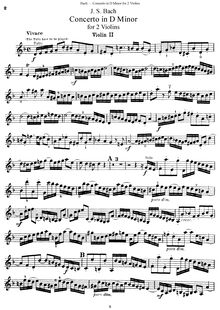 Partition violon 2 , partie, Concerto pour 2 violons, Double Concerto