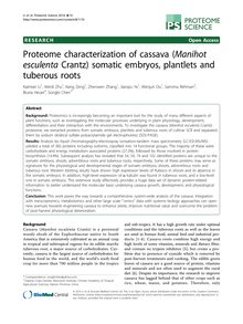 Proteome characterization of cassava (Manihot esculentaCrantz) somatic embryos, plantlets and tuberous roots