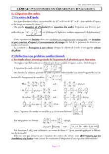 Équation des ondes ou équation de d Alembert