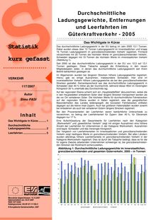 Durchschnittliche Ladungsgewichte, Entfernungen und Leerfahrten im Güterkraftverkehr, 2005