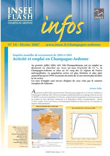 Enquêtes annuelles de recensement de 2004 et 2005 : activité et emploi en Champagne-Ardenne
