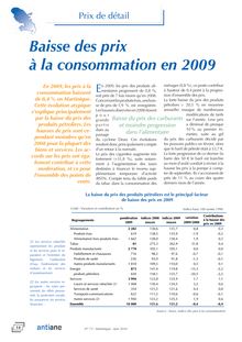 Prix de détail : Baisse des prix à la consommation en 2009