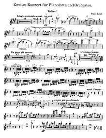 Partition violons I, Piano Concerto No.2, A major, Liszt, Franz