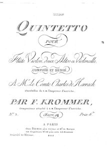 Partition violon, quintette pour flûte et cordes, Op.94, D minor