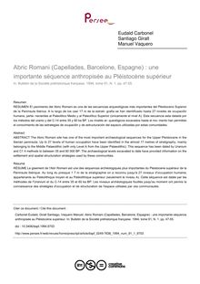 Abric Romani (Capellades, Barcelone, Espagne) : une importante séquence anthropisée au Pléistocène supérieur - article ; n°1 ; vol.91, pg 47-55