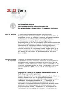 Université de Genève Psychologie clinique développementale ...