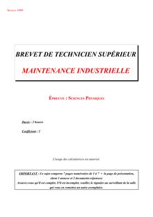 Sciences physiques 1999 BTS Maintenance industrielle