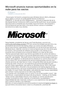 Microsoft anuncia nuevas oportunidades en la nube para los socios