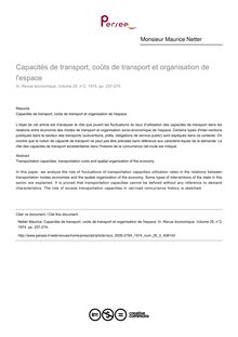 Capacités de transport, coûts de transport et organisation de l espace - article ; n°2 ; vol.25, pg 257-274
