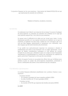 Intervention - La position française sur les sous-munitions ...
