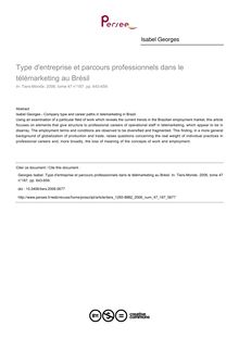 Type d entreprise et parcours professionnels dans le télémarketing au Brésil - article ; n°187 ; vol.47, pg 643-659