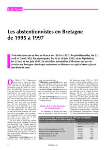 Les abstentionnistes en Bretagne de 1995 à 1997 (Octant n° 73)