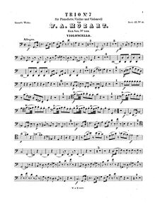 Partition de violoncelle, Piano Trio, C major, Mozart, Wolfgang Amadeus