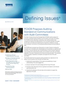 Defining Issues 2010 04, Issue 18 - PCAOB Proposes Auditing Standard  on Communications with Audit Committees