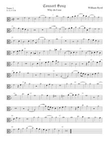 Partition ténor viole de gambe 1, alto clef, 5 chansons, Byrd, William