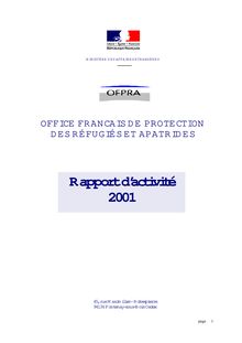 Rapport d activité 2001 de l Office français de protection des réfugiés et apatrides
