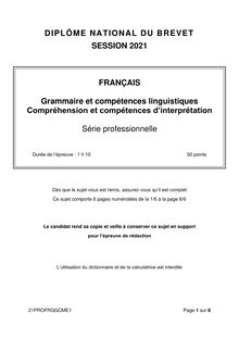 DNB - Grammaire questions série professionnelle