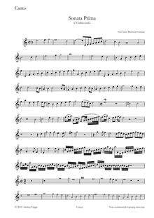 Partition violon, Sonata Prima à violon solo, Fontana, Giovanni Battista