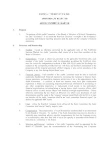 CRTX Amended and Restated Audit Committee Charter  March 2005